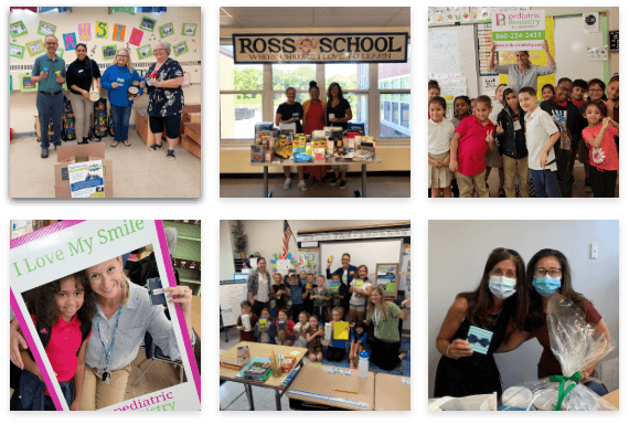 Collage of Simply Orthodontics Wayland team helping Wayland schools