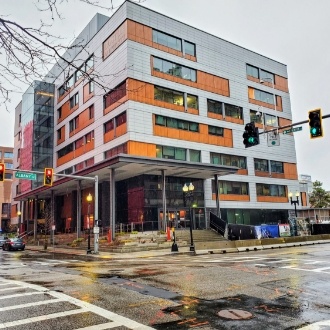 Exterior of multistoried university building