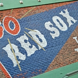 Brick wall with Red Sox logo